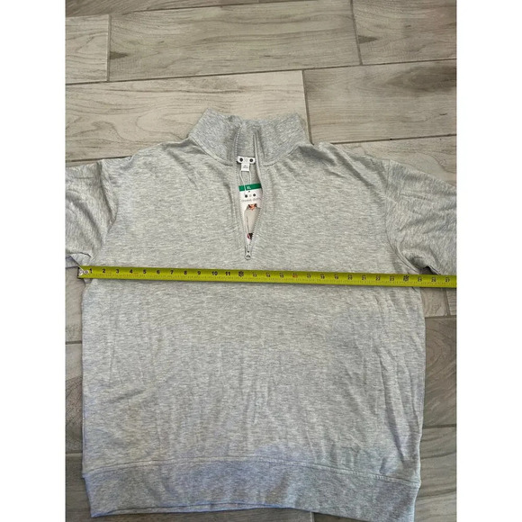 Three Dots Quarter Front Zip Pullover Collared Long Sleeve Gray Sweater Size XL - Picture 7 of 9